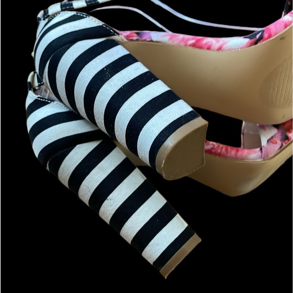 Just Fab Lena Floral and Zebra Print Fabric Upper Sandals Size 8 - Picture 13 of 16